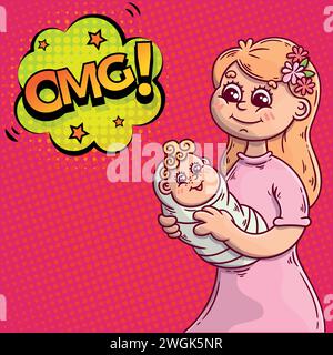 Super mom pop art style vector image Stock Vector
