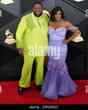 Los Angeles, USA. 04th Feb, 2024. (L-R) The War And Treaty - Michael Trotter Jr. and Tanya Trotter arrives at the 66th Annual Grammy Awards held at the Crypto.com Arena in Los Angeles, CA on Sunday, ?February 4, 2024. (Photo By Sthanlee B. Mirador/Sipa USA) Credit: Sipa USA/Alamy Live News Stock Photo