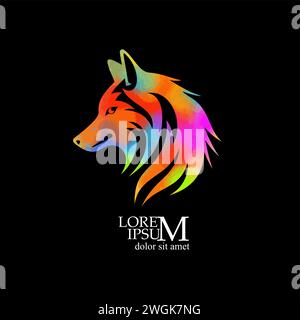 colored wolf print logo. hand drawing. Not AI, Vector illustration Vector illustration Stock Vector