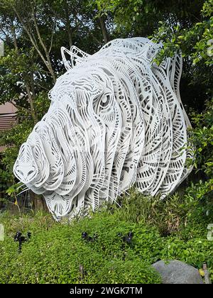 A layered white tiger portrait at Mandai Wildlife Reserve in Singapore ...