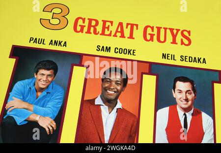 Viersen, Germany - January 9. 2024: Paul Anka, Neil Sedaka and Sam Cooke joint collaborative album cover 3 Great Guys from 1964 Stock Photo