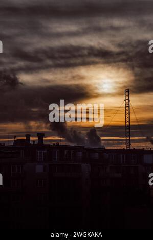 Light rays over the cloud with silhouette Stock Photo