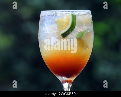 Refreshing drink gin and tonic with lemon and espresso Stock Photo