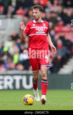 Middlesbrough, UK. 04th Feb, 2024. Middlesbrough midfielder Dan Barlaser (4) during the Middlesbrough FC v Sunderland AFC sky bet EFL Championship match at the Riverside Stadium, Middlesbrough, England, United Kingdom on 4 February 2024 Credit: Every Second Media/Alamy Live News Stock Photo