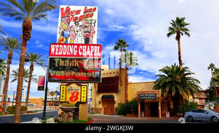 Las Vegas, Nevada: The Viva Las Vegas Wedding Chapel, famous church to get married located at 1205 S Las Vegas Blvd, Las Vegas, NV Stock Photo