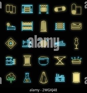 Textile production icons set. Outline set of textile production vector ...
