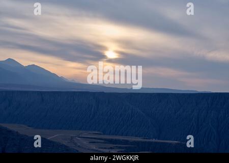 sunrise at the Dushanzi Grand Canyon in Xinjiang, China Stock Photo