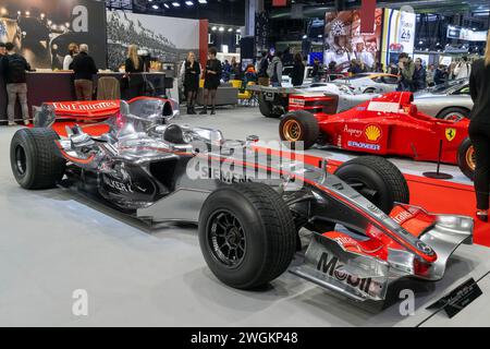 Paris, France - Rétromobile 2024. Focus on a chrome finish 2006 McLaren MP4-21 Formula 1. Stock Photo