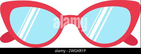 Red womens sunglasses. Flat vector illustration. Isolated image on a white background. Stock Vector