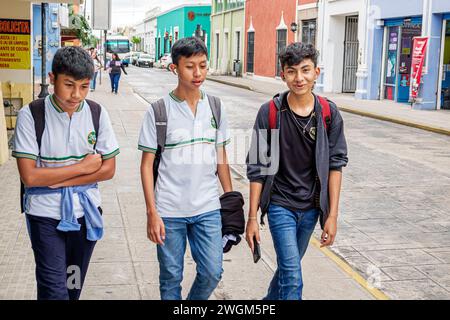 Merida Mexico,Barrio de Santiago Centro,Calle 59,teen teenage teenager,adolescent teens teenagers youths adolescents resident residents boy boys,frien Stock Photo