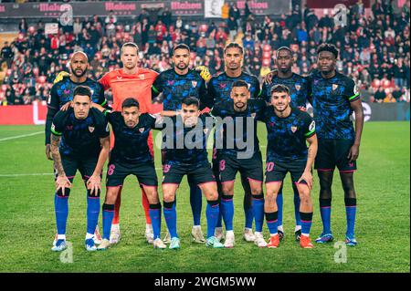 Madrid, Madrid, Spain. 5th Feb, 2024. Sevilla team seen before the La Liga EA Sports 2023/24 football match between Rayo Vallecano vs Sevilla at Estadio Vallecas in Madrid, Spain. (Credit Image: © Alberto Gardin/ZUMA Press Wire) EDITORIAL USAGE ONLY! Not for Commercial USAGE! Stock Photo