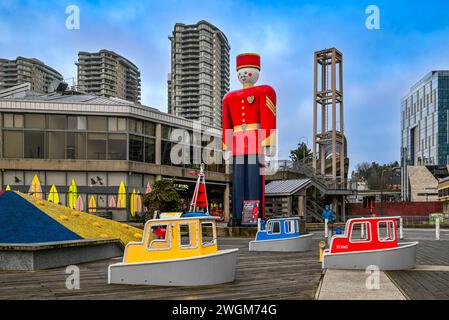 Worlds tallest Tin Soldier, New Westminster Quay, New Westminster, British Columbia, Canada Stock Photo