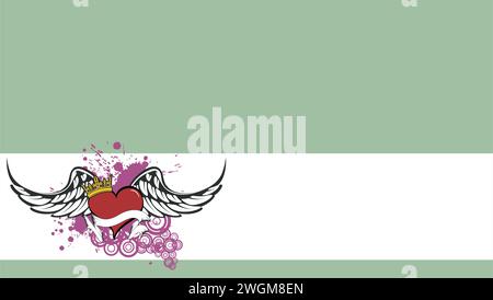 winged red heart tattoo sticker, background card illustration in vector format Stock Vector