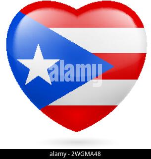 Heart with Puerto Rico Flag Colors. I Love Puerto Rico Stock Vector