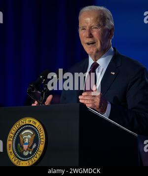 North Las Vegas Nevada, USA. 04th Feb, 2024. President JOE BIDEN offers remarks during a campaign stop at the Pearson Community Center.(Credit Image: © Brian Cahn/ZUMA Press Wire) EDITORIAL USAGE ONLY! Not for Commercial USAGE! Stock Photo