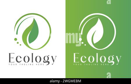 Ecology Logo Design Eco Friendly Logotype Leaf with Circle Green Nature Icon Stock Vector