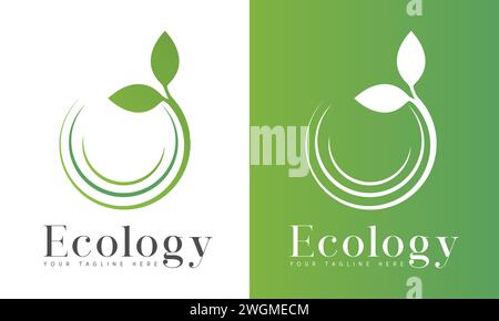 Ecology Logo Design Eco Friendly Logotype Leaf with Circle Green Nature Icon Stock Vector