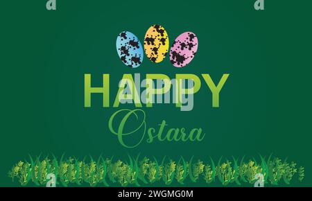 Happy Ostara stylish text illustration design Stock Vector