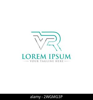 Red VR Letter Logo Design with Creative Intersected and Cutted Serif ...