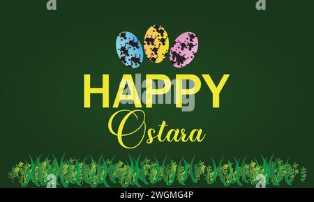 Happy Ostara stylish text illustration design Stock Vector