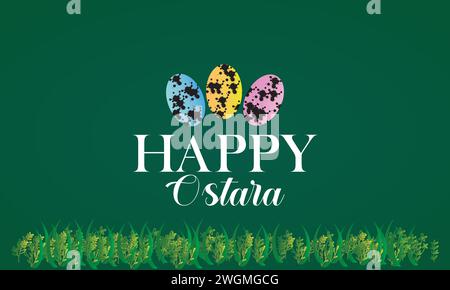 Happy Ostara stylish text illustration design Stock Vector