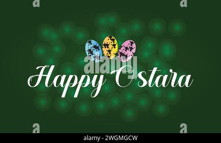 Happy Ostara stylish text illustration design Stock Vector