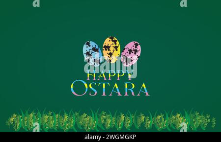 Happy Ostara stylish text illustration design Stock Vector