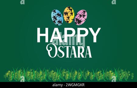 Happy Ostara stylish text illustration design Stock Vector