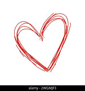 Red Doodle Sketch Heart Frame Stock Vector