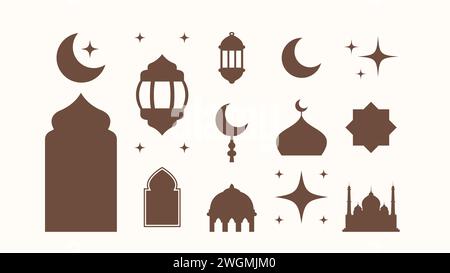 Ramadan icon collection vector silhouette design Stock Vector