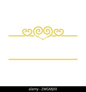 Golden Linear Hearts Ornamental Border Stock Vector