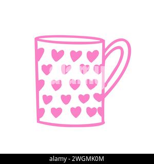 x#Hand Drawn Heart Patterned Mug Icon Stock Vector