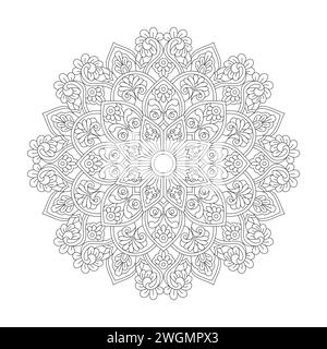 Ornamen Whirlwind Mandala Coloring Book Page for kdp Book Interior. Peaceful Petals, Ability to Relax, Brain Experiences, Harmonious Haven, Peaceful P Stock Vector