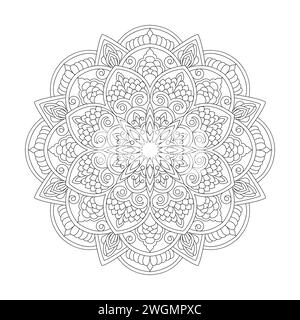 Affirmations Whirlwind Mandala Coloring Book Page for kdp Book Interior. Peaceful Petals, Ability to Relax, Brain Experiences, Harmonious Haven, Peace Stock Vector