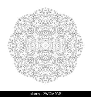 Ethnic Whirlwind Mandala Coloring Book Page for kdp Book Interior. Peaceful Petals, Ability to Relax, Brain Experiences, Harmonious Haven, Peaceful Po Stock Vector