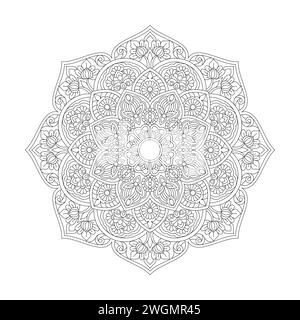 Ethnic Mindfulness Mandala Coloring Book Page for kdp Book Interior. Peaceful Petals, Ability to Relax, Brain Experiences, Harmonious Haven, Peaceful Stock Vector