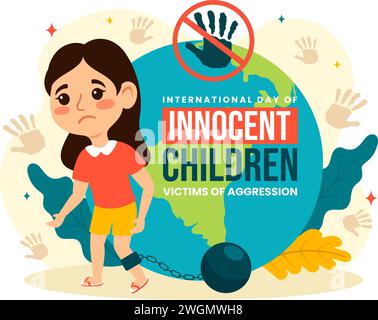 International Day of Innocent Children Victims of Aggression Vector Illustration on 4 June with Kids Sad Pensive and Cries in Flat Cartoon Background Stock Vector