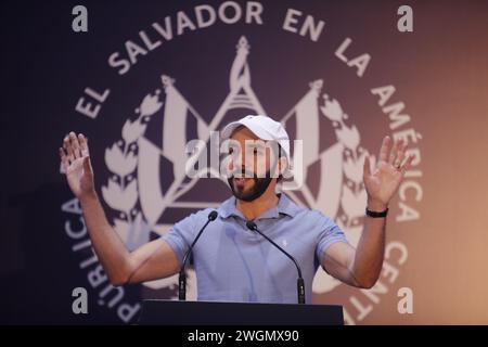 Salvadoran President Nayib Bukele speaks during the launch of Google¥s ...