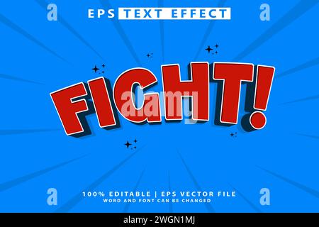 Modifiable text effect Premium vector fighting comic style 3D cartoon template Stock Vector