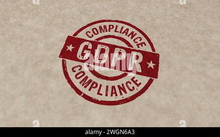 GDPR Compliance stamp icons in few color versions. General data protection regulation concept 3D rendering illustration. Stock Photo