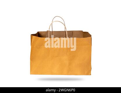 Brown paper bag isolated on white background. Clipping path included. Stock Photo