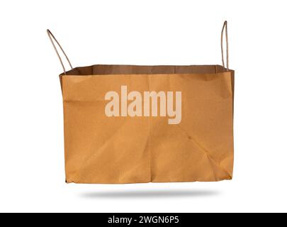 Brown paper bag isolated on white background. Clipping path included. Stock Photo