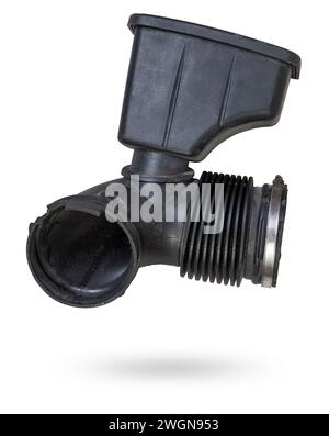 Air duct to the filter of intake manifold of the car engine from textured material and black plastic to condition the air and prevent dust from enteri Stock Photo