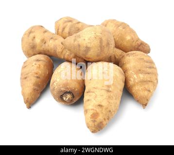 Tubers of turnip rooted chervil isolated on white Stock Photo