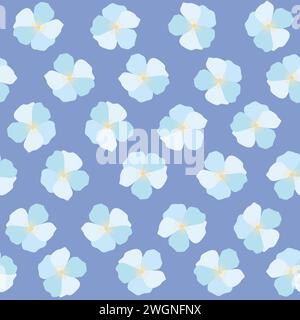 Blue flowers in rows seamless pattern Stock Vector