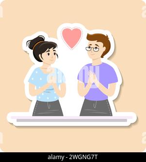 Honesty sticker illustration. Soft skills concept. Business people or employee with honesty skill. Education, training and improvement for career Stock Vector