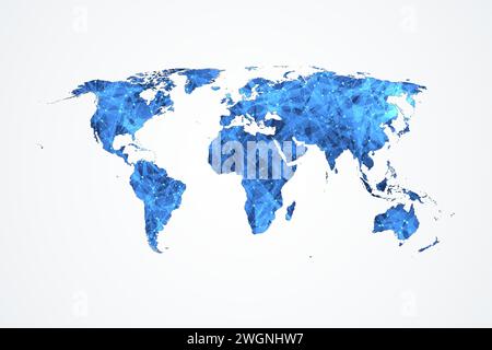 Polygonal World Map Vector With Connections Dots And Lines. Global Network Internet Connection World Map. Stock Vector