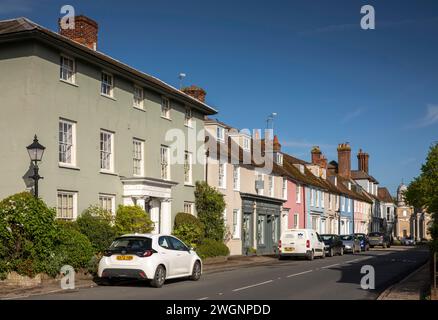 UK, England, Essex, Mistley, High Street, colourfully painted properties Stock Photo