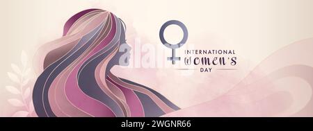 International women’s day 8 March. Banner poster or greeting card. Background design copy space Stock Vector