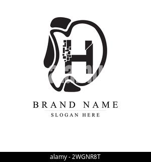 Abstract DH Modern Logo Design, Letter H logo design vector illustration Stock Vector